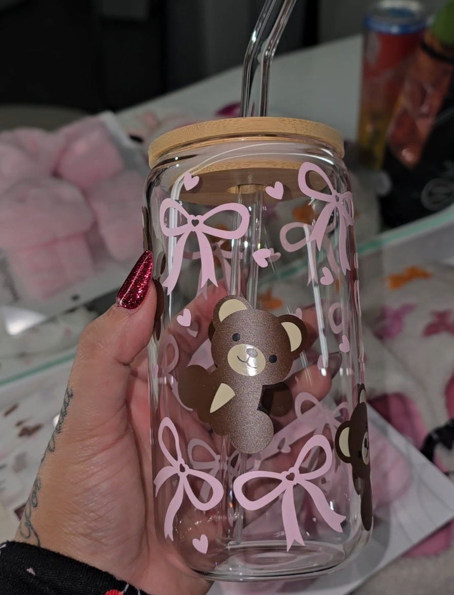 Teddy Bear glass tumbler